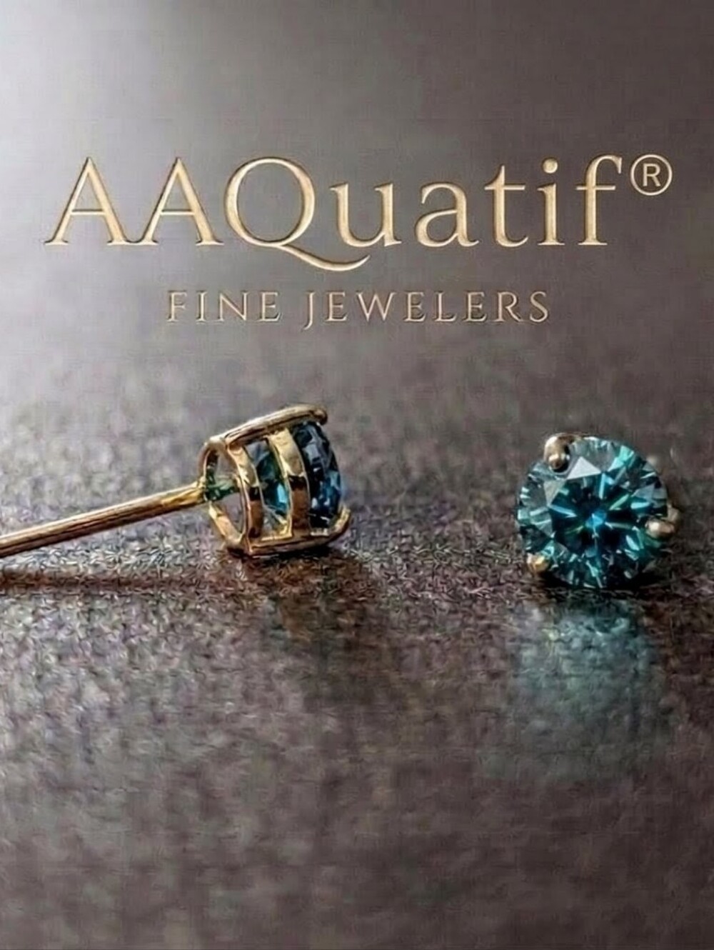 Viridian Azure Moissanite 10K Yellow Gold Stud Earrings 0.80ctw 5mm | AAQuatif